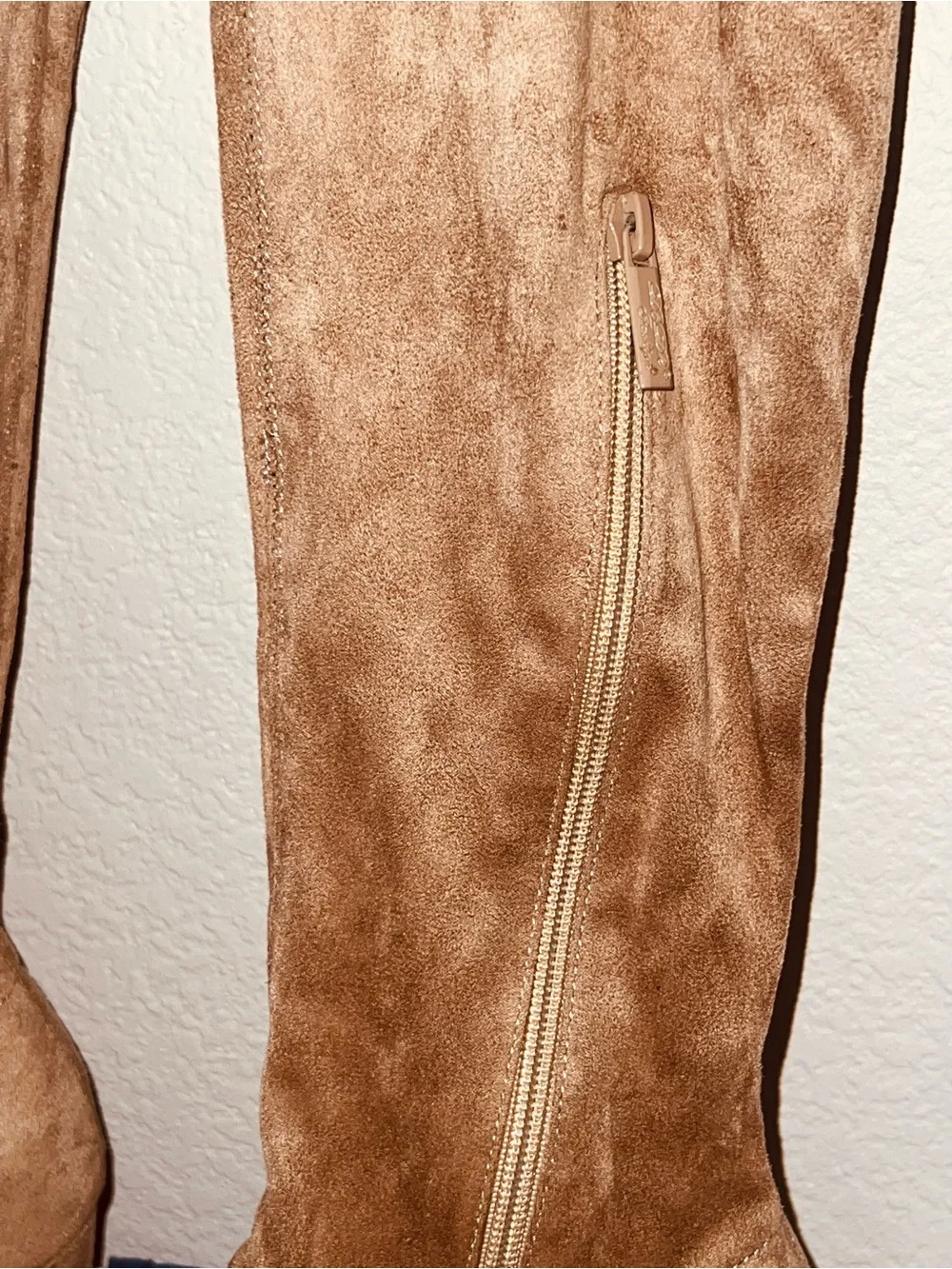 Women's Over-the-Knee Taupe Suede Block Heel Boots